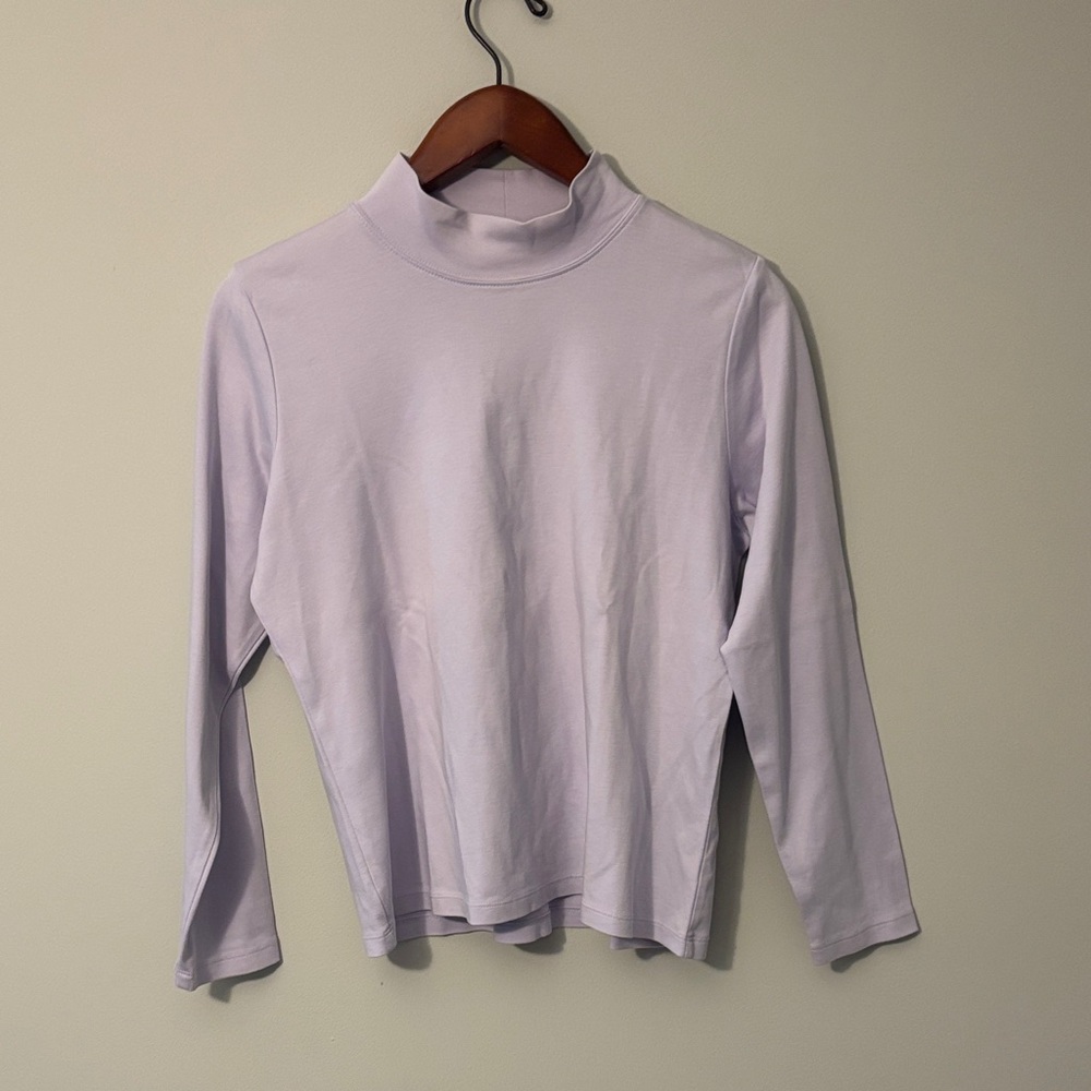 L.L. Bean Light Lavender Mock Neck Long Sleeve Tee